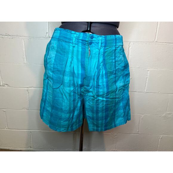 plaid shirts blue high waisted 1980s - Picture 1 of 9